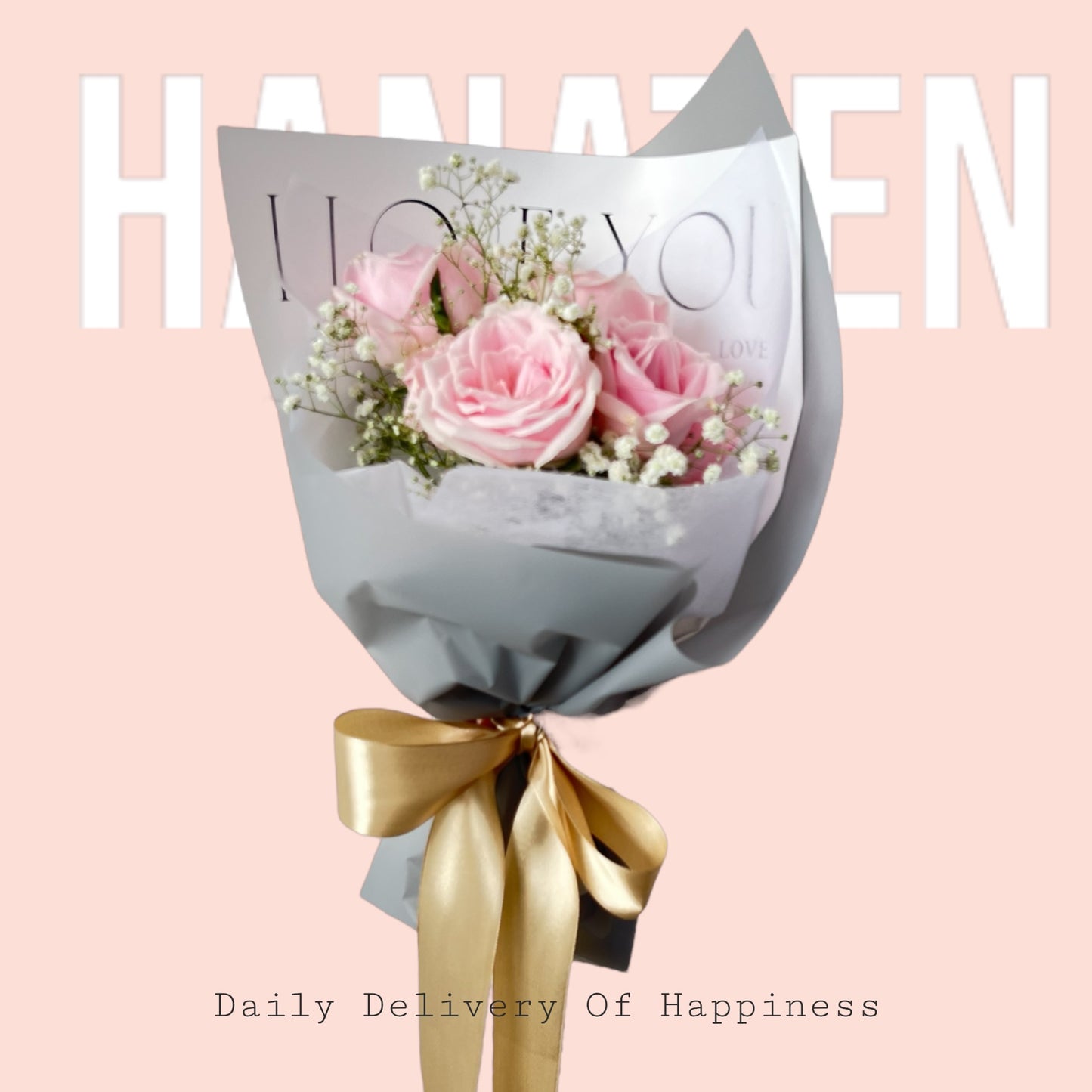 Korean Minimalist Style Bouquet - Pink Roses