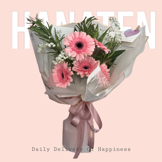 Pink Daisy with Baby Breath Hand Bouquet