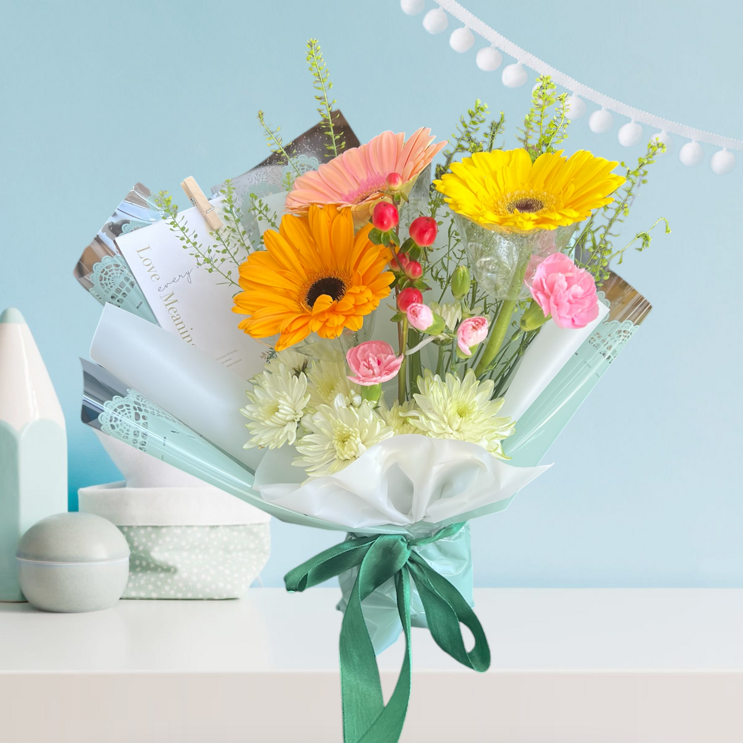Happy Garden Mix Daisy And Carnation Bouquet