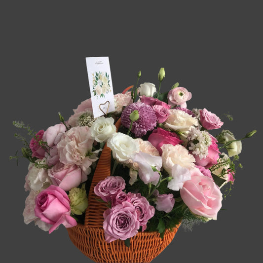 Premium English Style Mix Flowers Basket
