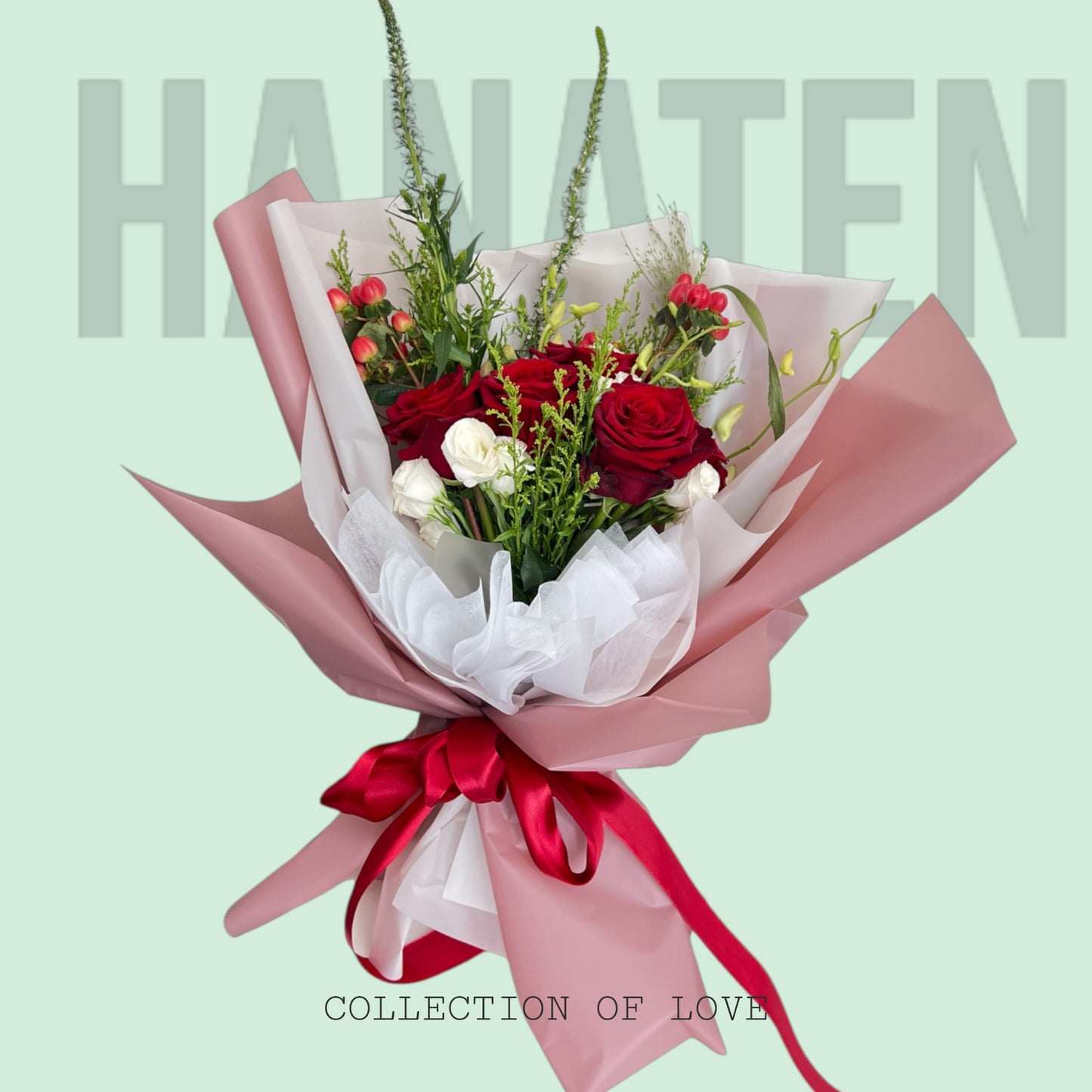 Romantic Mix Red Rose Hand Bouquet