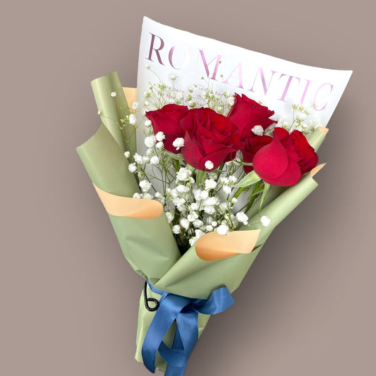 Romantic Green Flag Red Roses